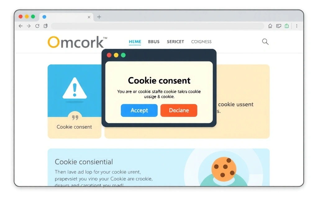 Ilustración de una ventana emergente de consentimiento de cookies en un navegador web